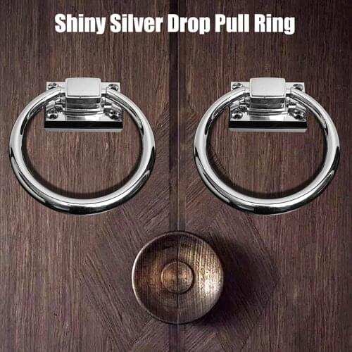 Pull Ring Shiny Silver Drop Wooden Door Knocker Chair In Stock Cabinet Kitchen Cupboard Drawer Knobs Furniture Handle Hardware