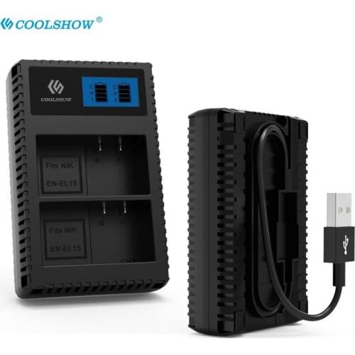 EN-EL15 EL15A Battery LCD Display Charger for Nikon D7000 V1 D600 D800 D800E D7100 D610 D810 D810A D750 D7200 Batteries Charger