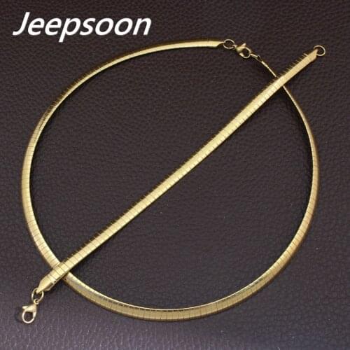 Womans 6MM Stainless steel romantic silver & gold color torques Necklaces and bracelets fashion Jewelry Set For Women SFXAGABG1