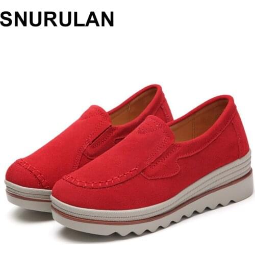 SNURULAN New shoeless autumn women flat shoes woman platform sneakers leather suede casual female shoe creepers moccasins shoes