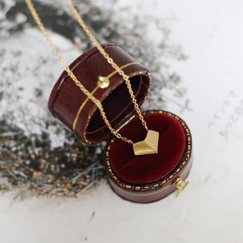 YUN RUO Geometry Heart Pendant Necklace Rose Gold Color Fashion Stainless Titanium Steel Woman Jewelry Never Fade Drop Shipping