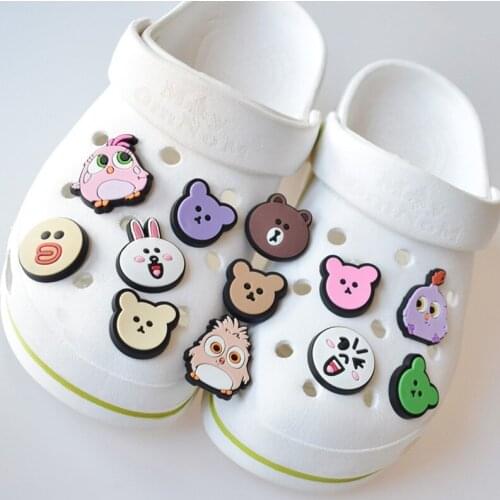 1pc PVC Cute Cartoon Animals JIBZ Croc Charms Accessories DIY Garden Shoe Buckles Sandals Decoration Kids Xmas Party Gifts