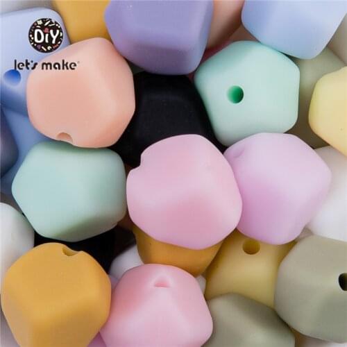Lets Make Irregular 10pc Silicone Loose Beads Safe Teether Round Baby Teething Beads DIY Chewable Colorful Teething For Infant