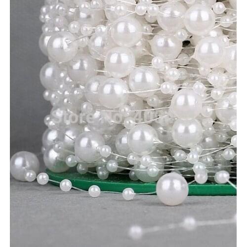 75m /roll Christmas Wedding party flower tree Decor 8mm+3mm clear pearl acrylic Crystal thread Bead curtain Garlands