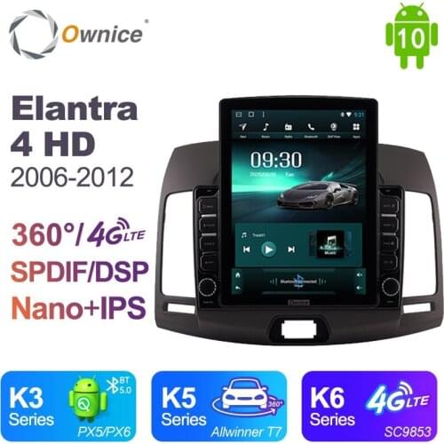 FOR Hyundai Elantra 4 HD 2006 - 2011 2012 Tesla Style Android 10.0 Car DVD Player 4G LTE GPS RDS Radio Wifi Bluetooth autoradio