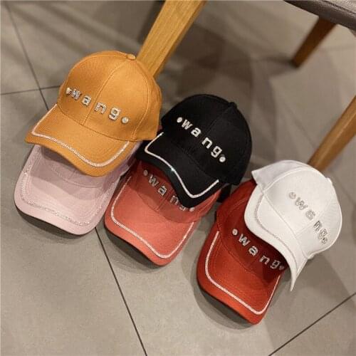 Fashion Letter Womens Baseball Cap Luxury Bright Rhinestone Cotton Breathable Trend Decoration Travel Sun Hat