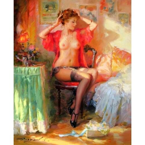 DIY 40X50 Oil Painting By Numbers Sexy girl in red paint by numbers On Canvas Home Decor Digital Painting chrismas