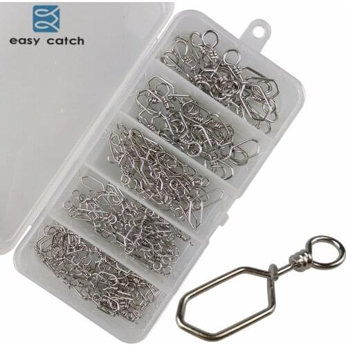 Easy Catch 155pcs/set Fishing Square Snaps Pin Connector Stainless Steel Fishing Hook Snap Clips Connector Set With Box