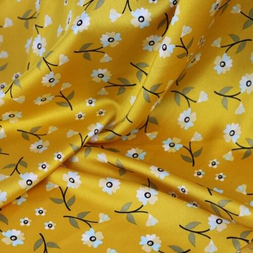 Glossy Small Floral Pajamas Dress Scarf Material Polyester Charmeuse Imitate Silk Fabric