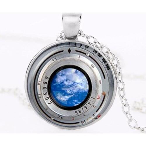 Camera Lens Pendant Vintage Photo Grapher Necklace Glass Jewelry Old Lenses Chain Necklace Gift for the Photographer