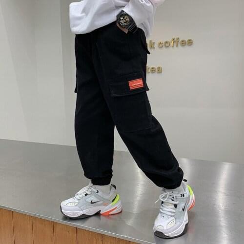 Cowboy Boys Pants Winter Warm Cotton Cargo Pants Plus Velvet Harem Sweatpants Fashion Kids Wear Autumn School Child Boy Trousers