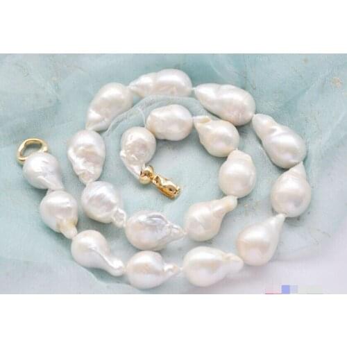 Beautiful 18" 25mm white baroque teardrop KESHI REBORN PEARL NECKLACE