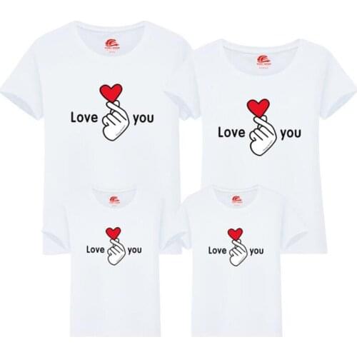 Mother Daughter Son Father Kids LOVE YOU T-shirt Summer Family Look Mommy and Me Clothes Matching Family Clothing
