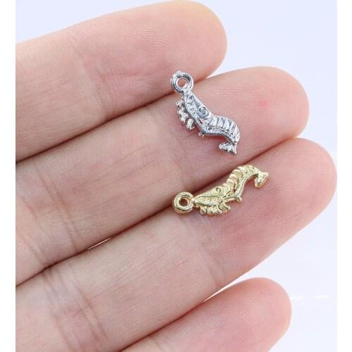 Eruifa 20pcs 12mm Mini Lobster Charms Zinc Alloy Necklace,Earring Bracelet Jewelry DIY Handmade 2 Colors