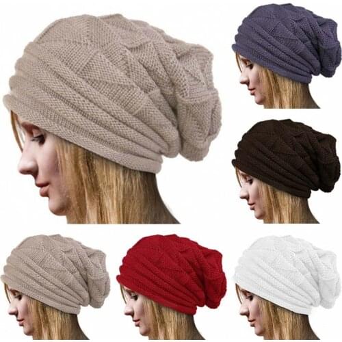 Fashion Unisex Mens Ladies Knitted Woolly Winter Oversized Slouch Beanie Hat Cap Warm
