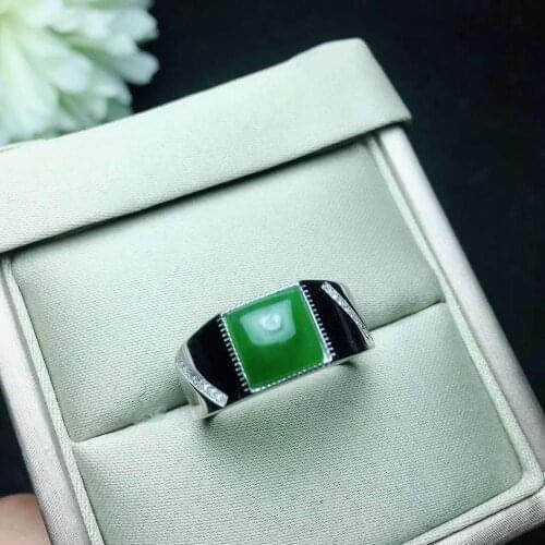 Man Ring Natural And Real Hetian Jade Man Ring 925 sterling silver Wholesales Fine jewelry