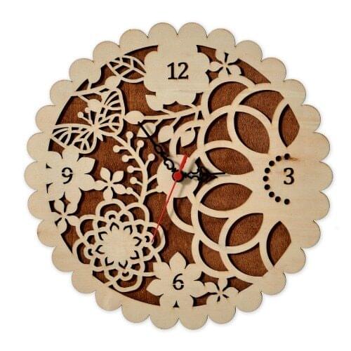 Original Design Wall Clock Gift for Wood Lovers Living Room Flower Design Home Deco Cafe Decor