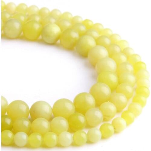 Natural Stone light Yellow Cloud Lemon Jades Chalcedony Beads Round Loose spacer Beads For Jewelry Making DIY Bracelet Necklace