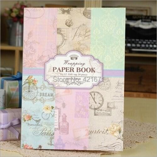 2015 new DIY gift wrapping paper 24sheets/lot vintage pattern decorative art Paper Book photo album scrapbooking Paper pack Set