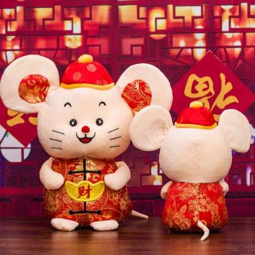 New Year Lucky Plush Toy Tang suit Lucky Mouse Stuffed Toy God Of Wealth Cartoon Mouse Children Birthday Gift New Year Present