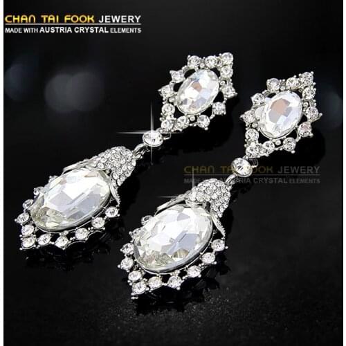 IREACESS New Fashion silver plated earrings for Women Luxury water drop earrings brincos party wedding earrings Jewelry