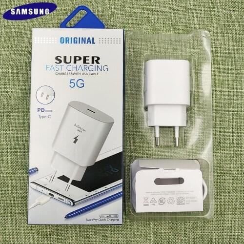Original Samsung Galaxy Note 10 Plus 25W Super Fast Charging Adapter PD Charger 1M USB C To USB C Line For S20 Ultra S20+ Note20