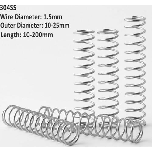 304 Stainless Steel Compression Springs Y-shaped Spring Wire Diameter 1.5mm OD10/11/12/13/14/15/16/17/18/20-25mm Length 10-200mm