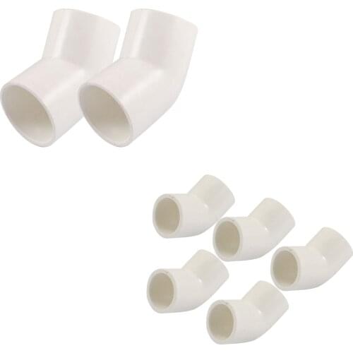 PVC-U 20mm Drainage Pipe Adapter Connector 45 Degree Elbow White 5 Pcs