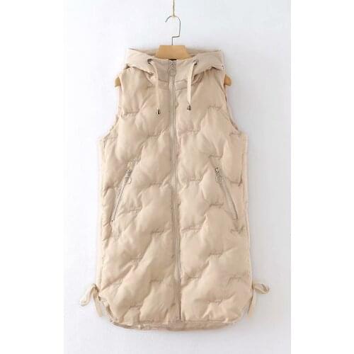Plus Size Women Winter Vest Korean Edition Sleeveless Turn-down Collar Zipper Warm Long Vest Jacket Casual Female Coat Winter