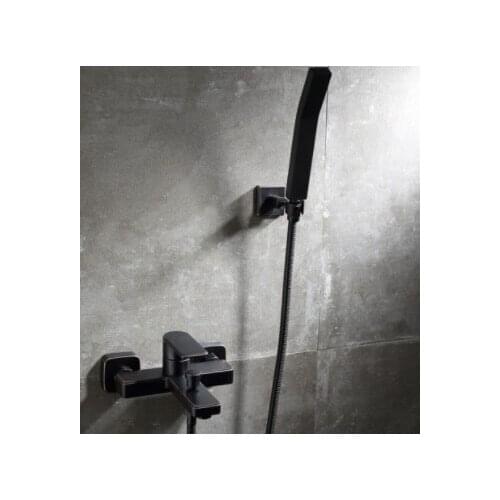 Bathtub Faucets Black Shower Faucets Wall Mounted Bath And Shower Faucet With Handheld Showers Oil Rubble Bronze EL4011