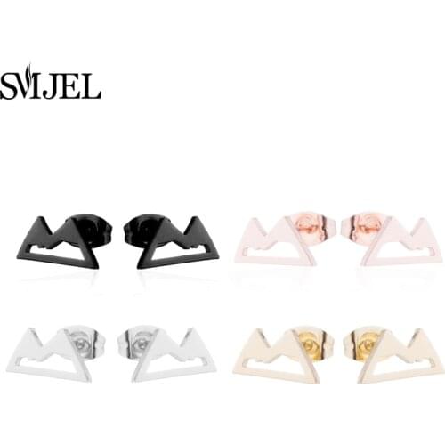 SMJEL Unique Snow Mountain Earrings for Women Nature Inspired Triangle Small Earring Stud Birthday Gift For Mom boucle d'oreille