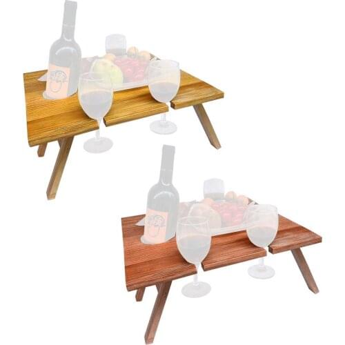 Outdoor Folding Camping Table With Wine Glass Rack Dish Wooden Outdoor Camping Equipment Travel Collapsible Camping Equipment