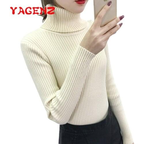 YAGENZ Turtleneck Sweater Women Short Pullovers Warm Autumn Winter Knitted sweaters Female Long sleeve Slim Bottoming shirt 231