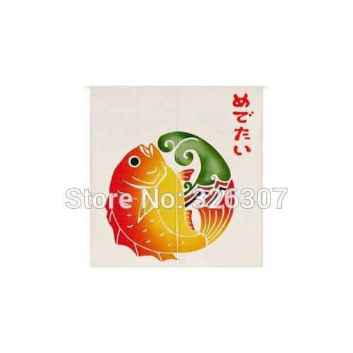 Taiwan Japan style Chinese lucky carp cloth curtain home act portiere hangings 85x90cm 85x120cm Door half curtain