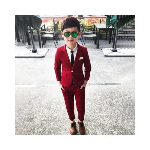 2 PCS Spring Kids Wedding Suits for Boys Blazer Pants Children Formal Party Clothes Sets Dress Tuxedo Toddler School Outfits