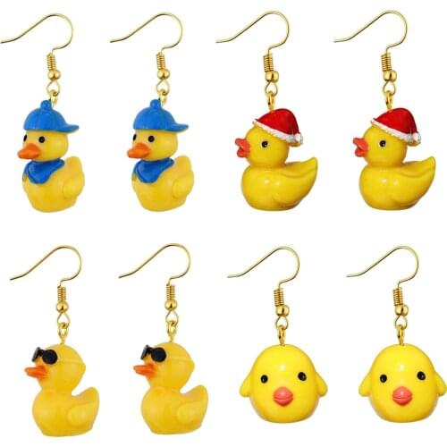 Cartoon 3D Animal Swim Duck Drop Earrings For Women Girls DIY Handmade Personality Creative Dangle Earrings Jewelry Accessaries