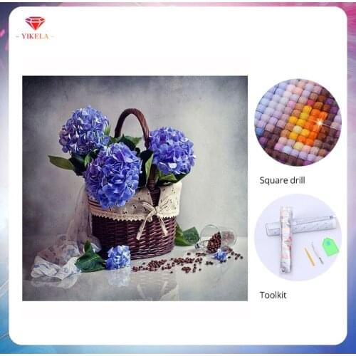 YIKELA 5D Preserved Fresh Flower Rhinestone Mosaic DIY Full Drill Square Cross Stitch Diamond Embroidery Diamond Painting Kit
