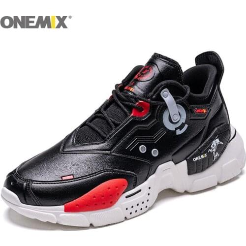 ONEMIX 2020 Running Shoes for Men Increasing 4CM Ulzza Harajuku Sneakers Cushioning Leather Vamp Lace Up Walking Sneakers
