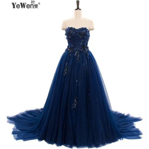 2020 A line Elegant Sweetheart Evening Dresses long Bridal gown royal blue party Prom Dresses formal dress robe de soiree