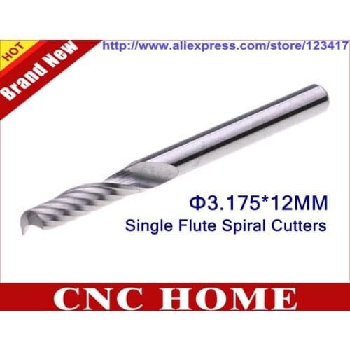 10pcs 3.175mm*12mm carbide endmill CNC Router Bits, Single Flute Spiral Milling Cutters Tools for Wood Acrylic PVC 1/8" Shank