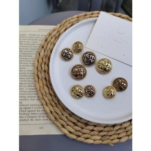 10pcs golden gold color metal buttons garment coat sewing accessories buttons for clothing crafts