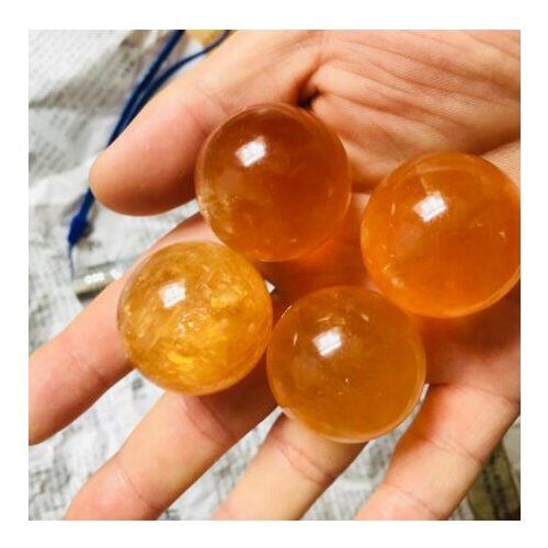 30mm Natural Citrine Calcite Quartz Crystal Sphere Ball Healing Gemstone 1pc