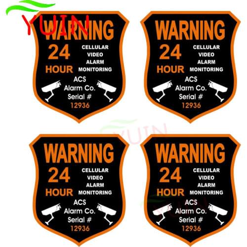 4X Car Sticker ACS Alarm Surveillance Security Camera Lnterest The Tail of The Cars Decal Personality Waterproof Decals 14*12cm