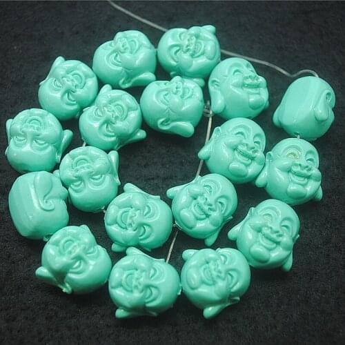 5pcs blue buddha head matching beads for women bracelets making size 18x18mm clay material top selling for diy tops