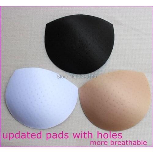 50 pairs=100pcs Sponge Bikini Bra Pads Removeable Foam Bra Cups Semicircle Black Nude White Breathable Pads Free Shipping