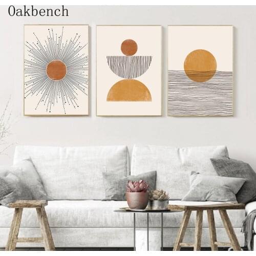 Abstract Canvas Poster Geometry Art Print Sun Posters Mid Century Modern Painting Decor Nordic Living Room Home Decoration