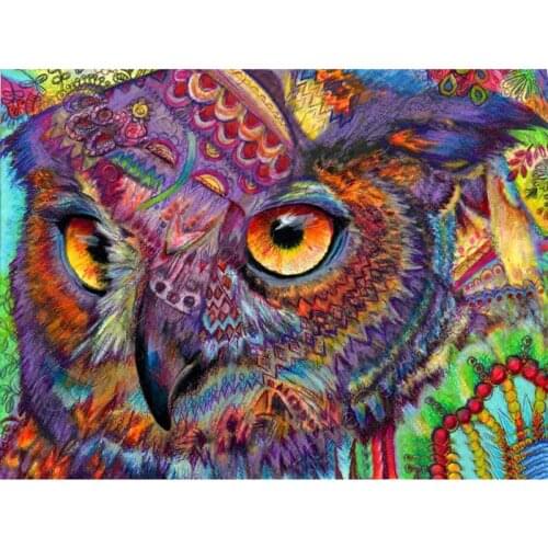 RA0827 5D Diy Diamond Painting Colorful Owl Mosaic 3D Cross Stitch kits Animal Drill Home Decor Diamond Embroidery kit stickers