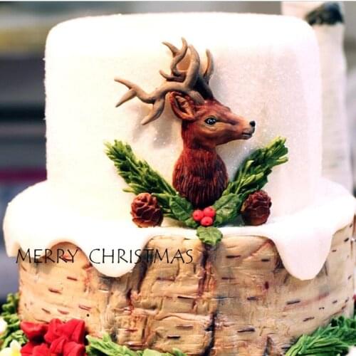 Aouke DIY Cake Baking Decoration Christmas Deer Silicone Mold Chocolate Mold Epoxy Plaster Crafts Deer Antler Elk Silicone Mold
