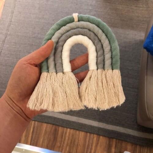 C5AA 4 Layers Macrame Rainbow Wall Decor for Bedroom Nursery Baby Kids Rooms Colorful Tapestry Rope Woven Tassel Wall Hanging