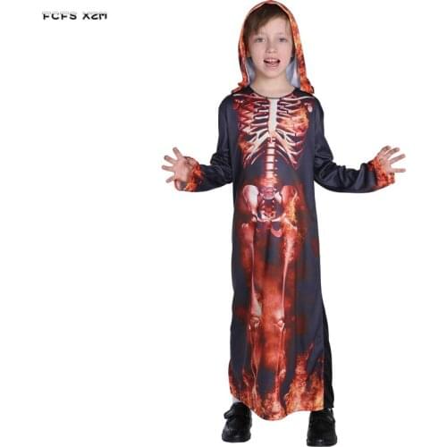Children Fiend Hell Devil Demon Cosplay Kids Halloween Skeleton Costumes Carnival Purim Easter stage play Masquerade party dress